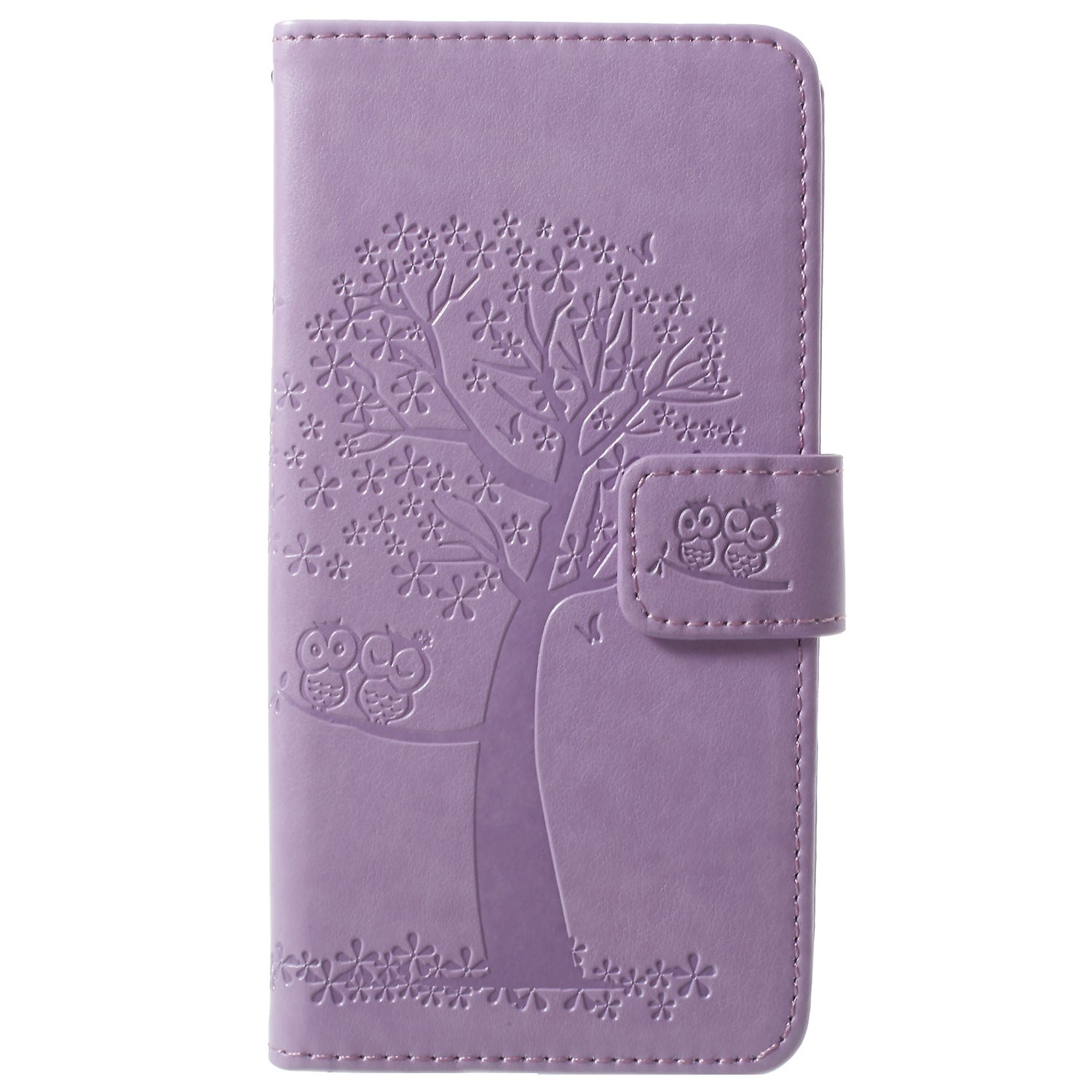 For Samsung Galaxy S9 G960 Imprint Tree Owl Wallet PU Leather Mobile Case with Lanyard
