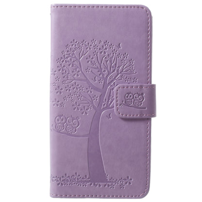 For Samsung Galaxy S9 G960 Imprint Tree Owl Wallet PU Leather Mobile Case with Lanyard