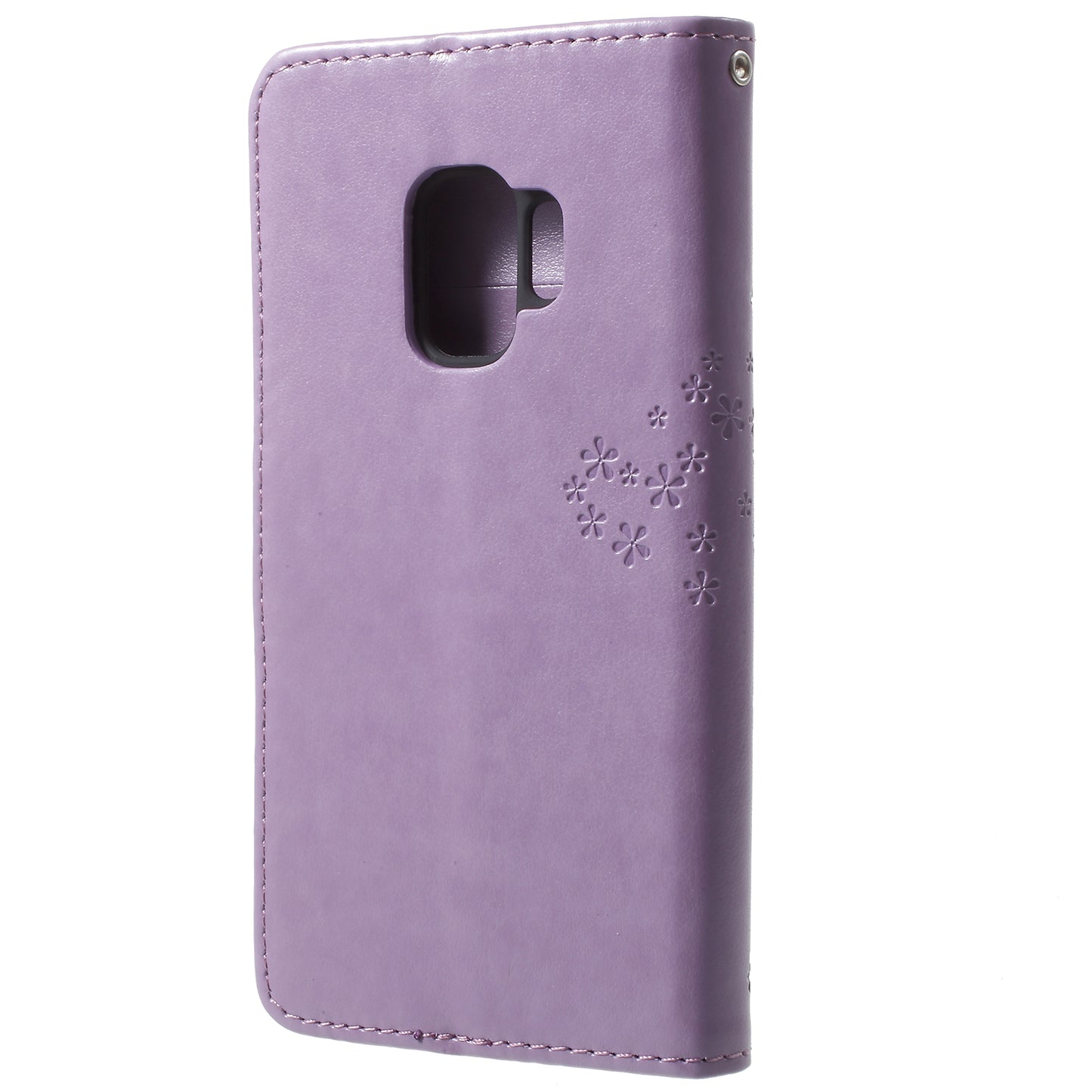 For Samsung Galaxy S9 G960 Imprint Tree Owl Wallet PU Leather Mobile Case with Lanyard