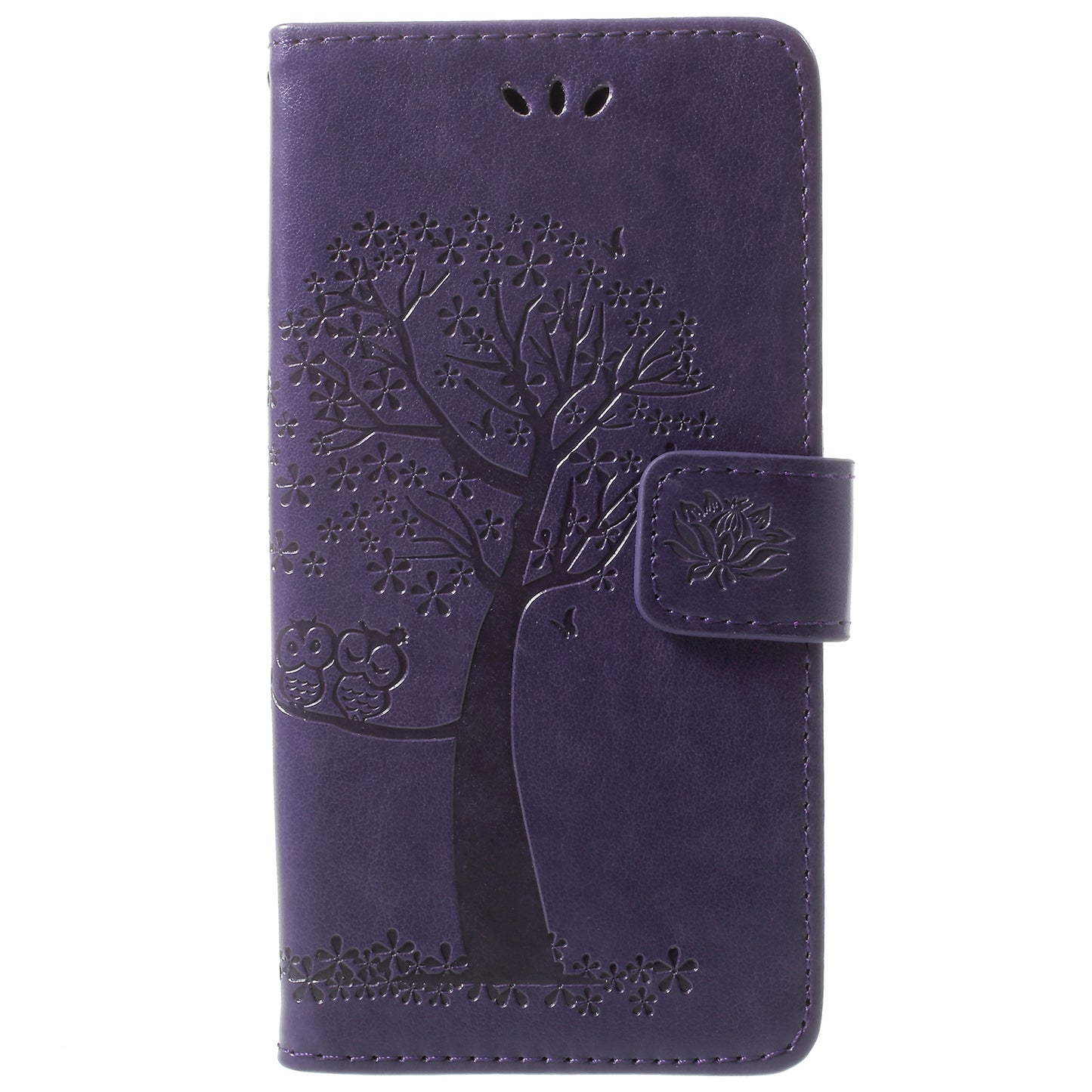 For Samsung Galaxy S9 G960 Imprint Tree Owl Wallet PU Leather Mobile Case with Lanyard