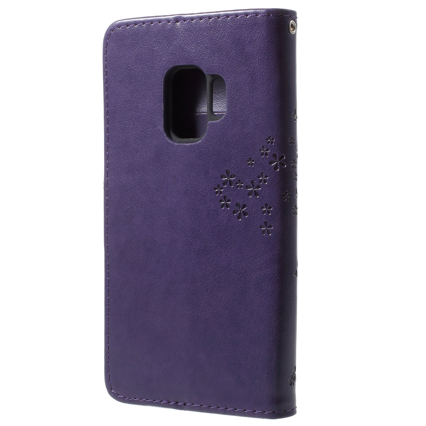 For Samsung Galaxy S9 G960 Imprint Tree Owl Wallet PU Leather Mobile Case with Lanyard