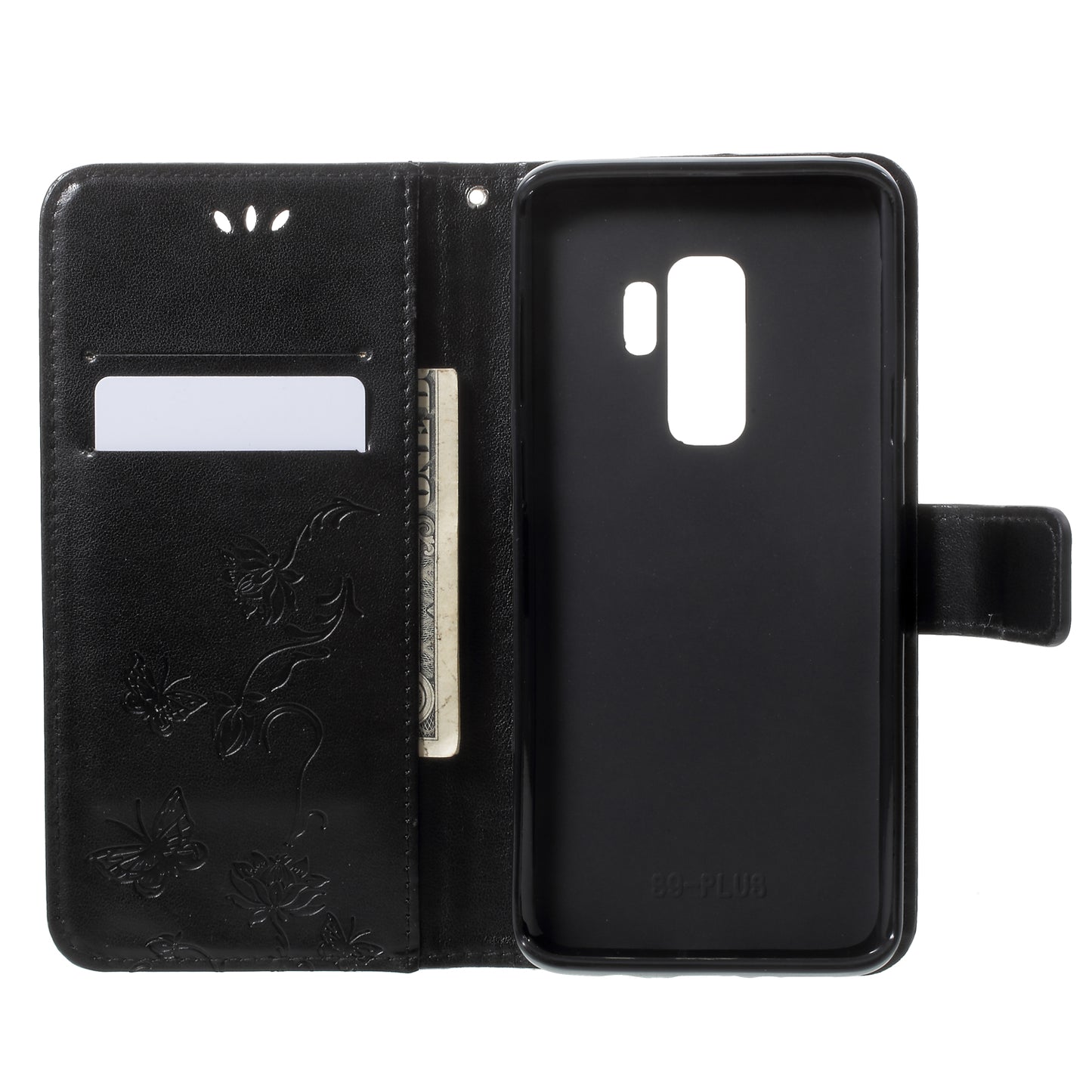 Imprinted Butterfly Flower Leather Wallet Case for Samsung Galaxy S9+ G965