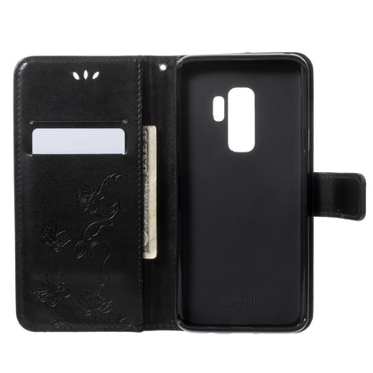 Imprinted Butterfly Flower Leather Wallet Case for Samsung Galaxy S9+ G965