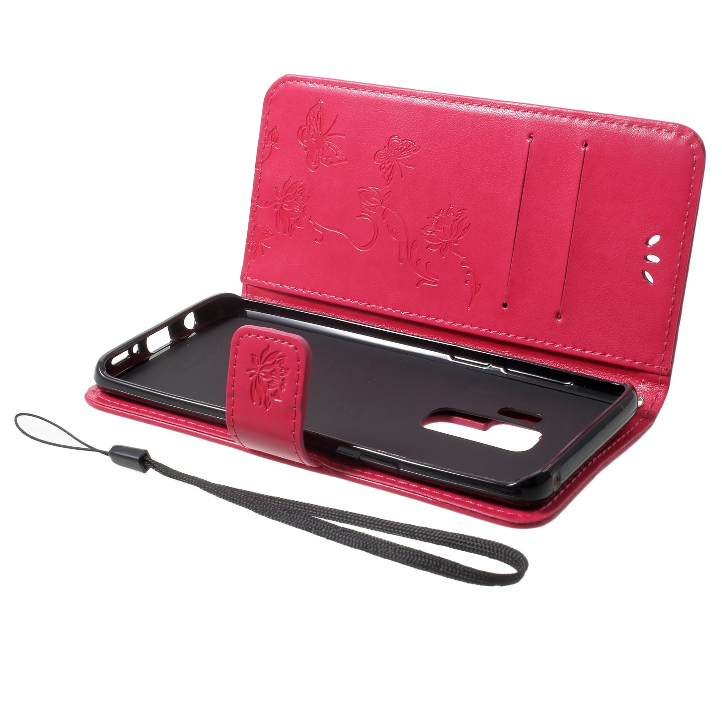 Imprinted Butterfly Flower Leather Wallet Case for Samsung Galaxy S9+ G965