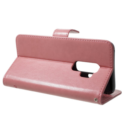 Imprinted Butterfly Flower Leather Wallet Case for Samsung Galaxy S9+ G965