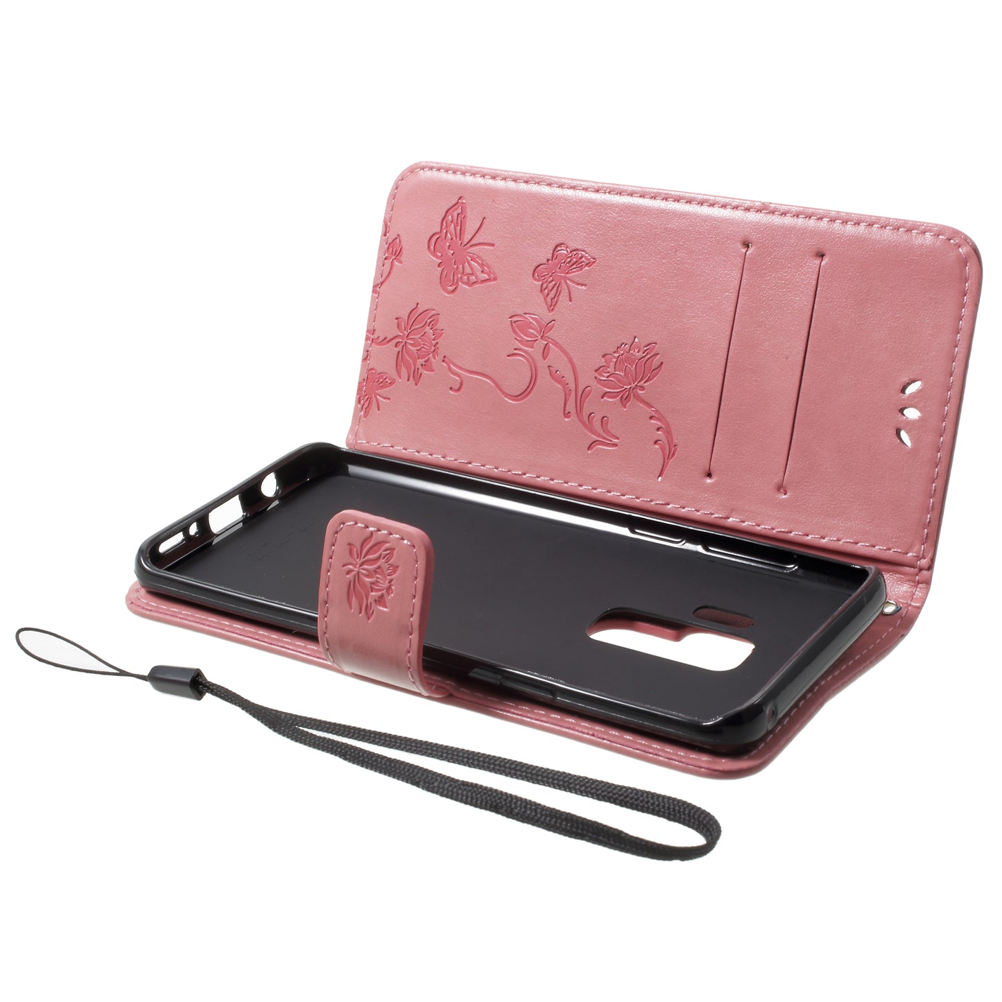 Imprinted Butterfly Flower Leather Wallet Case for Samsung Galaxy S9+ G965