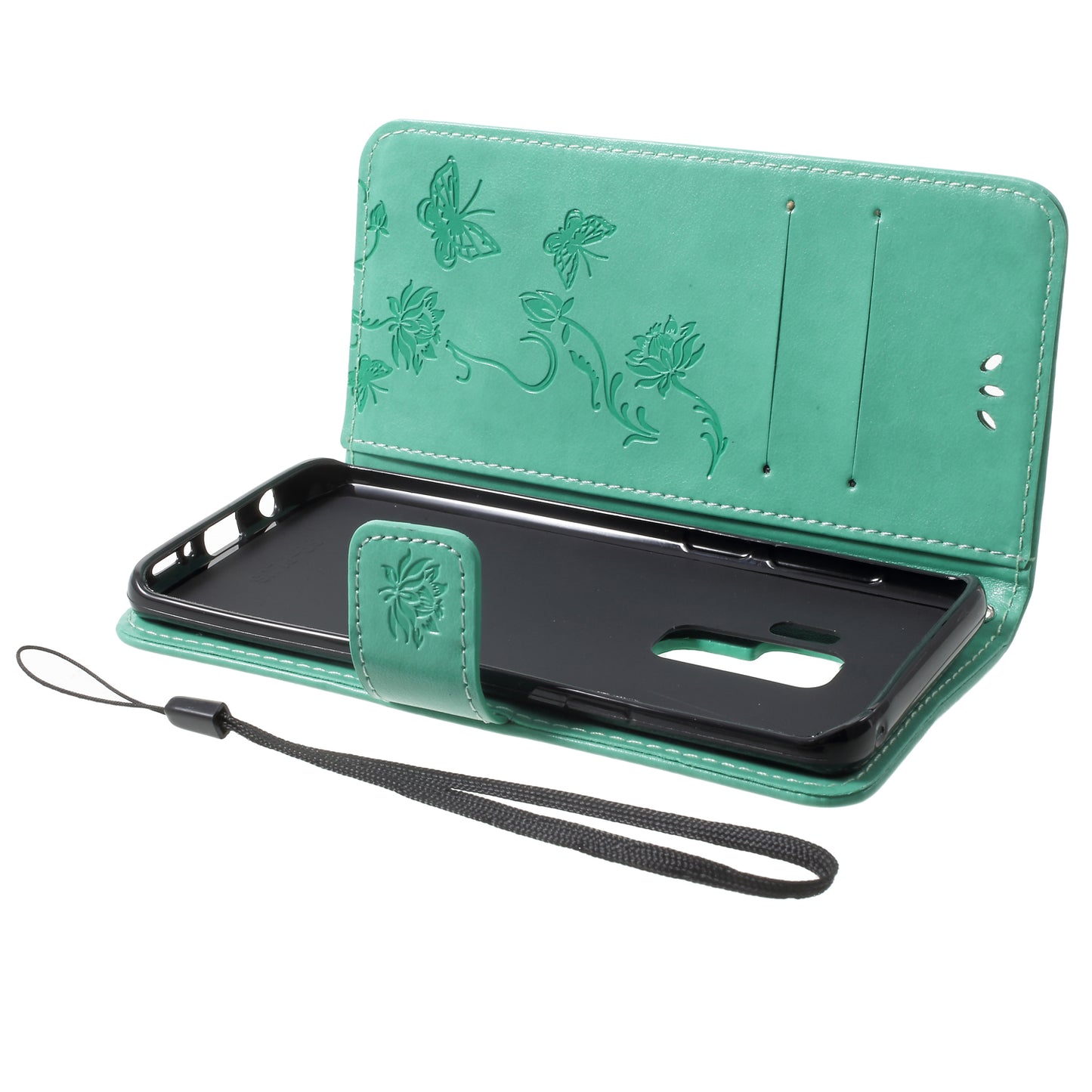 Imprinted Butterfly Flower Leather Wallet Case for Samsung Galaxy S9+ G965