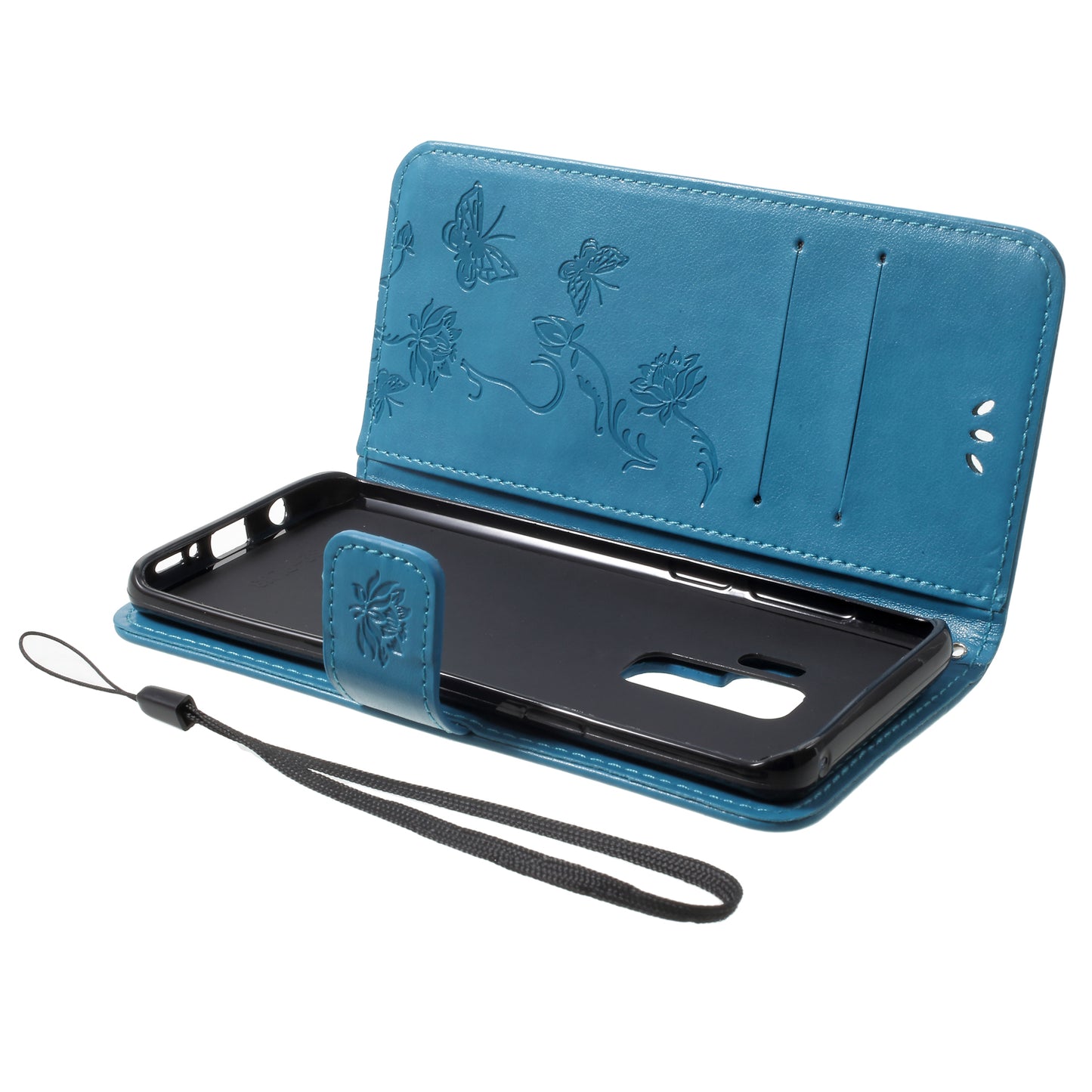 Imprinted Butterfly Flower Leather Wallet Case for Samsung Galaxy S9+ G965