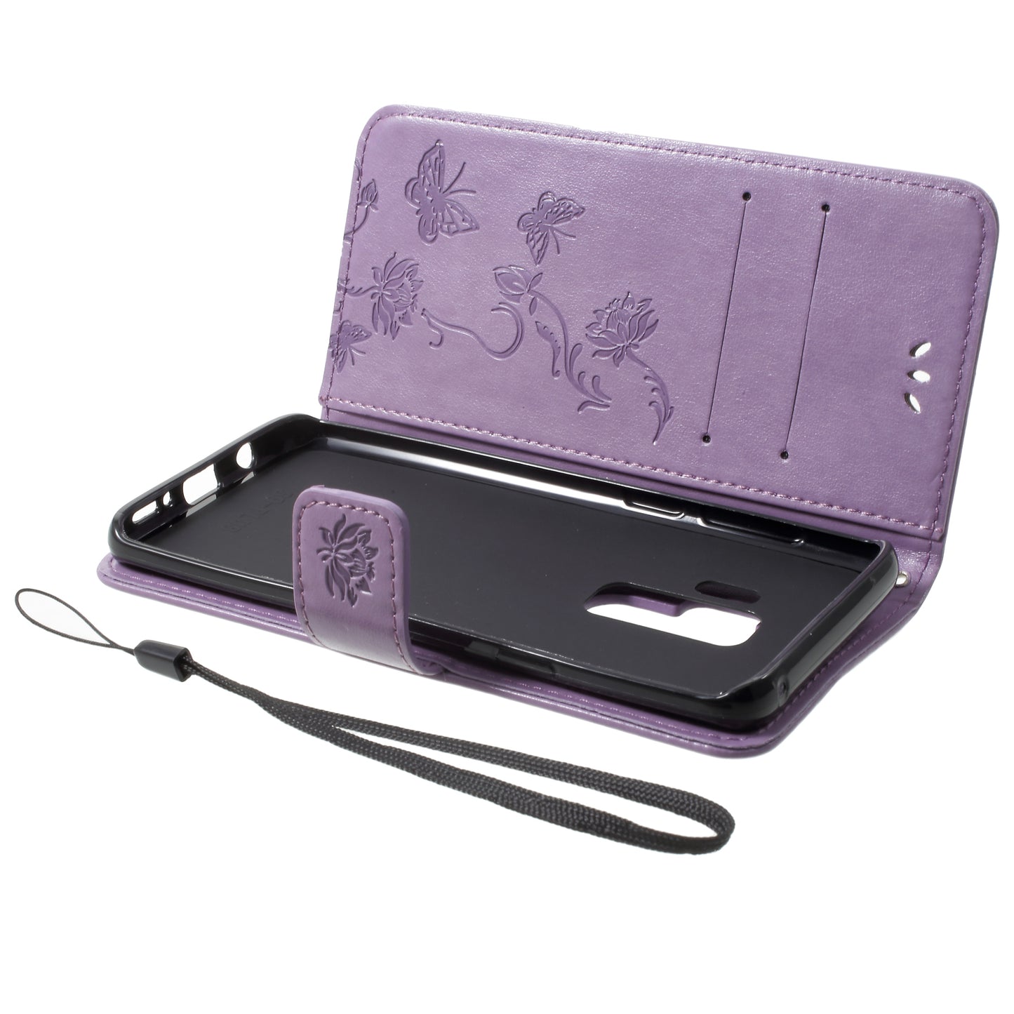 Imprinted Butterfly Flower Leather Wallet Case for Samsung Galaxy S9+ G965