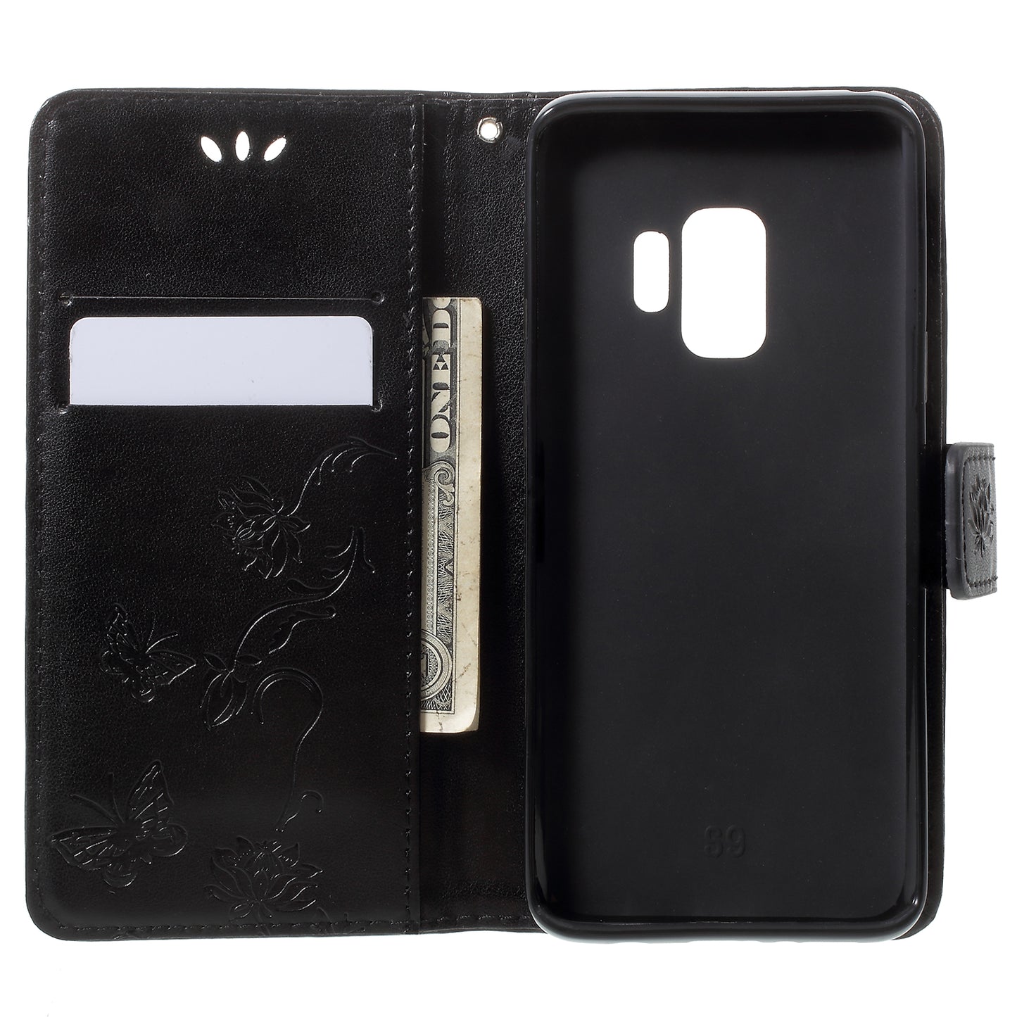 Imprint Butterfly Flowers Magnetic Wallet Leather Stand Cover for Samsung Galaxy S9 G960