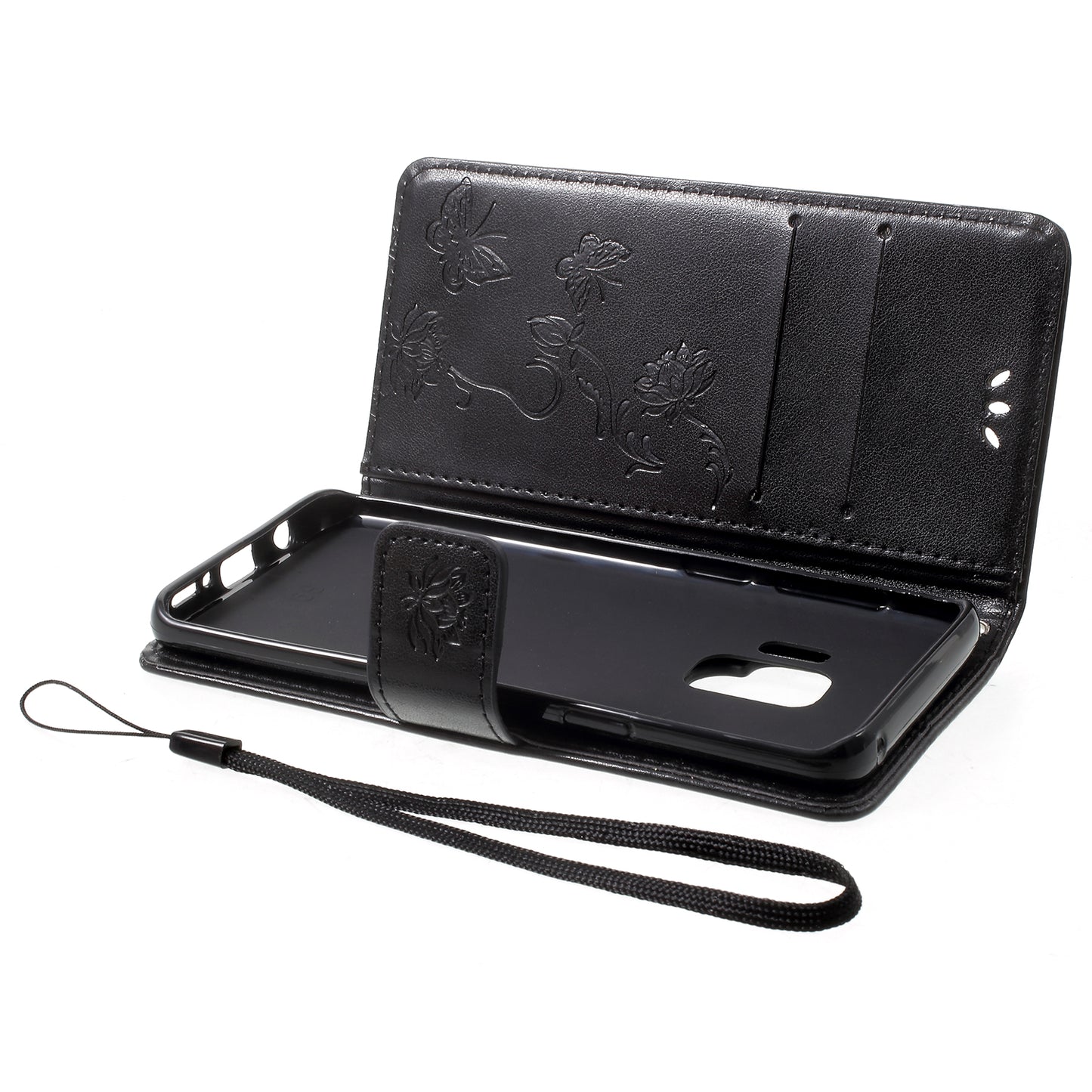 Imprint Butterfly Flowers Magnetic Wallet Leather Stand Cover for Samsung Galaxy S9 G960