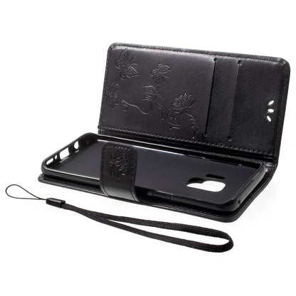 Imprint Butterfly Flowers Magnetic Wallet Leather Stand Cover for Samsung Galaxy S9 G960