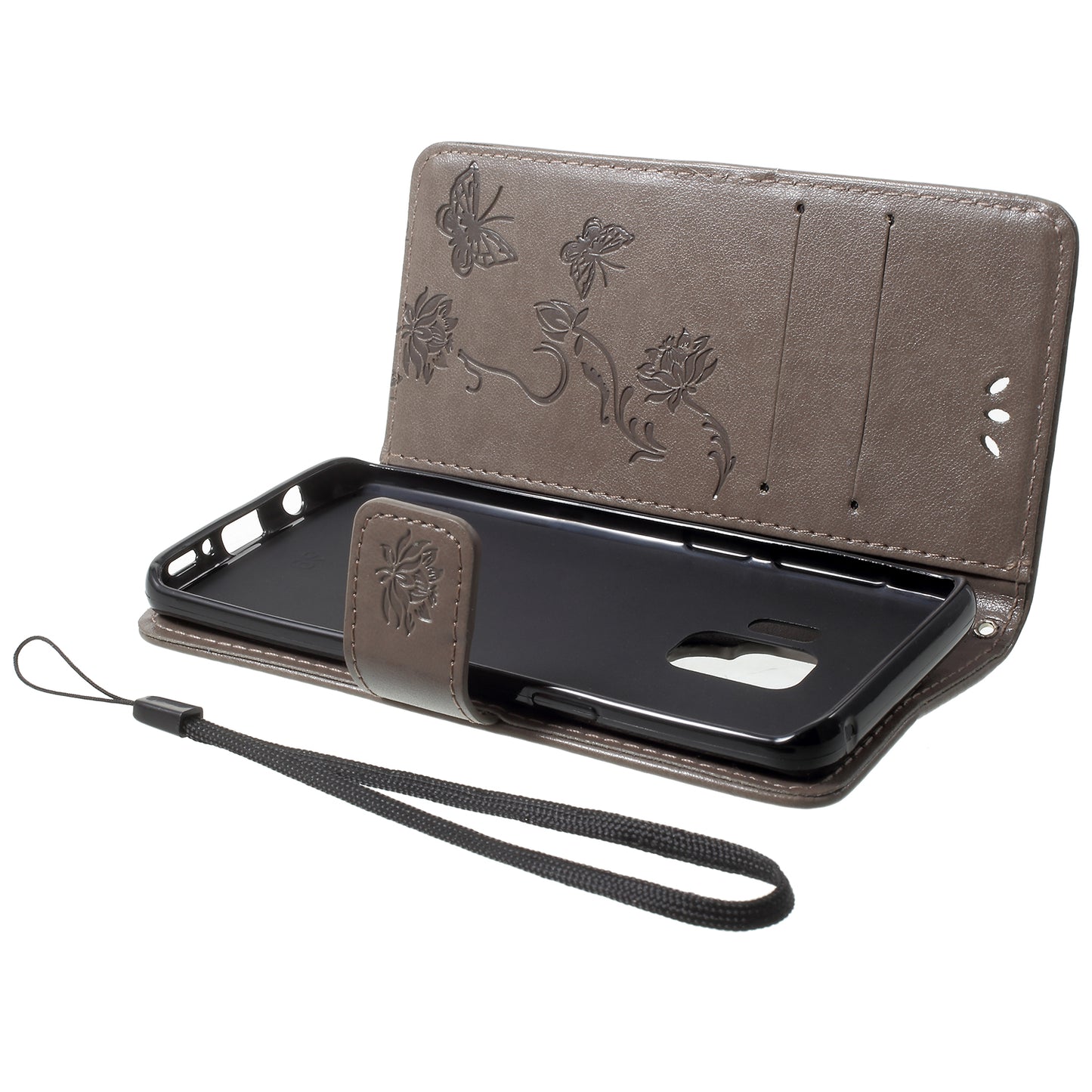 Imprint Butterfly Flowers Magnetic Wallet Leather Stand Cover for Samsung Galaxy S9 G960