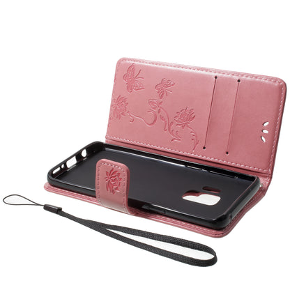Imprint Butterfly Flowers Magnetic Wallet Leather Stand Cover for Samsung Galaxy S9 G960