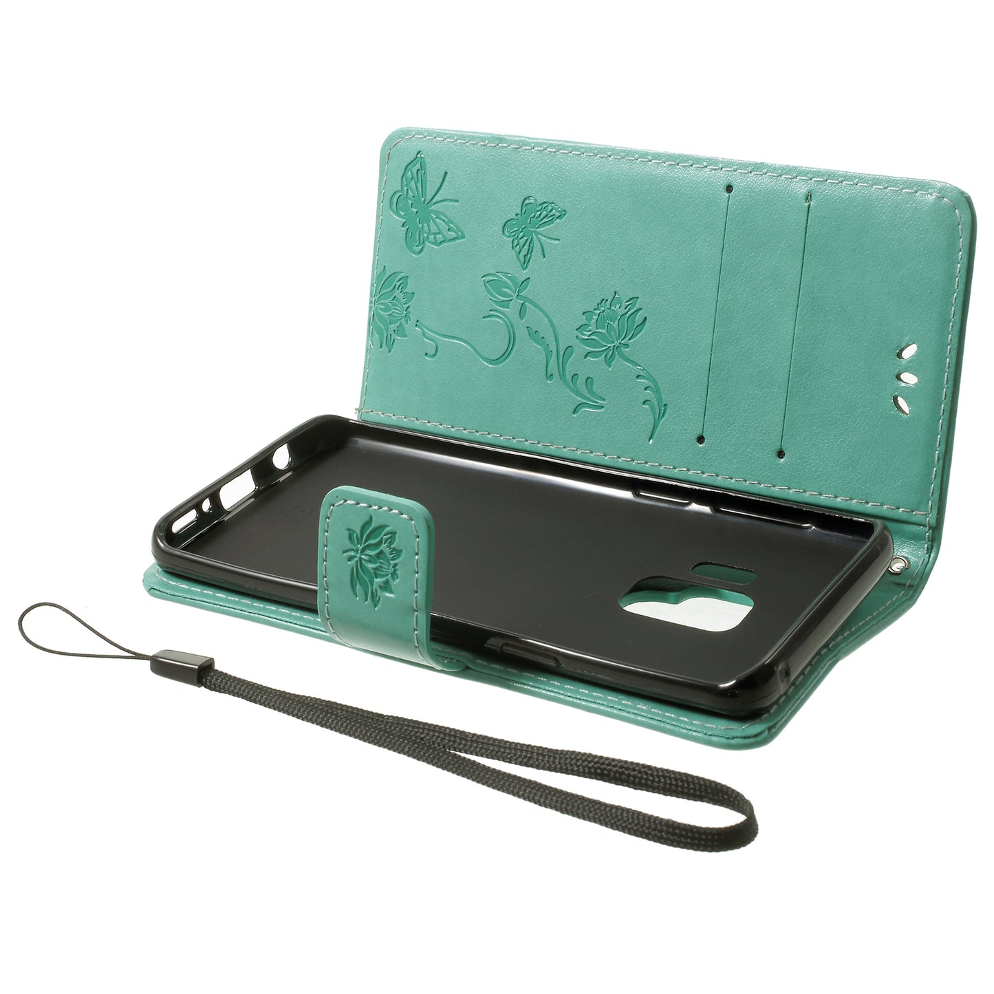 Imprint Butterfly Flowers Magnetic Wallet Leather Stand Cover for Samsung Galaxy S9 G960