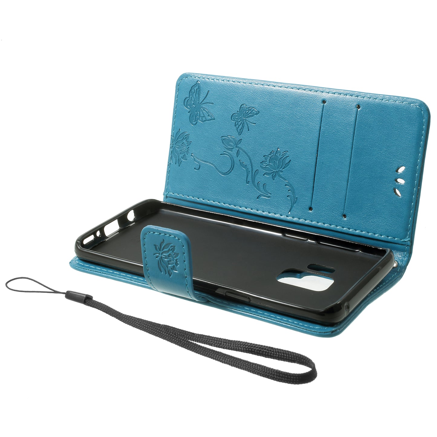 Imprint Butterfly Flowers Magnetic Wallet Leather Stand Cover for Samsung Galaxy S9 G960