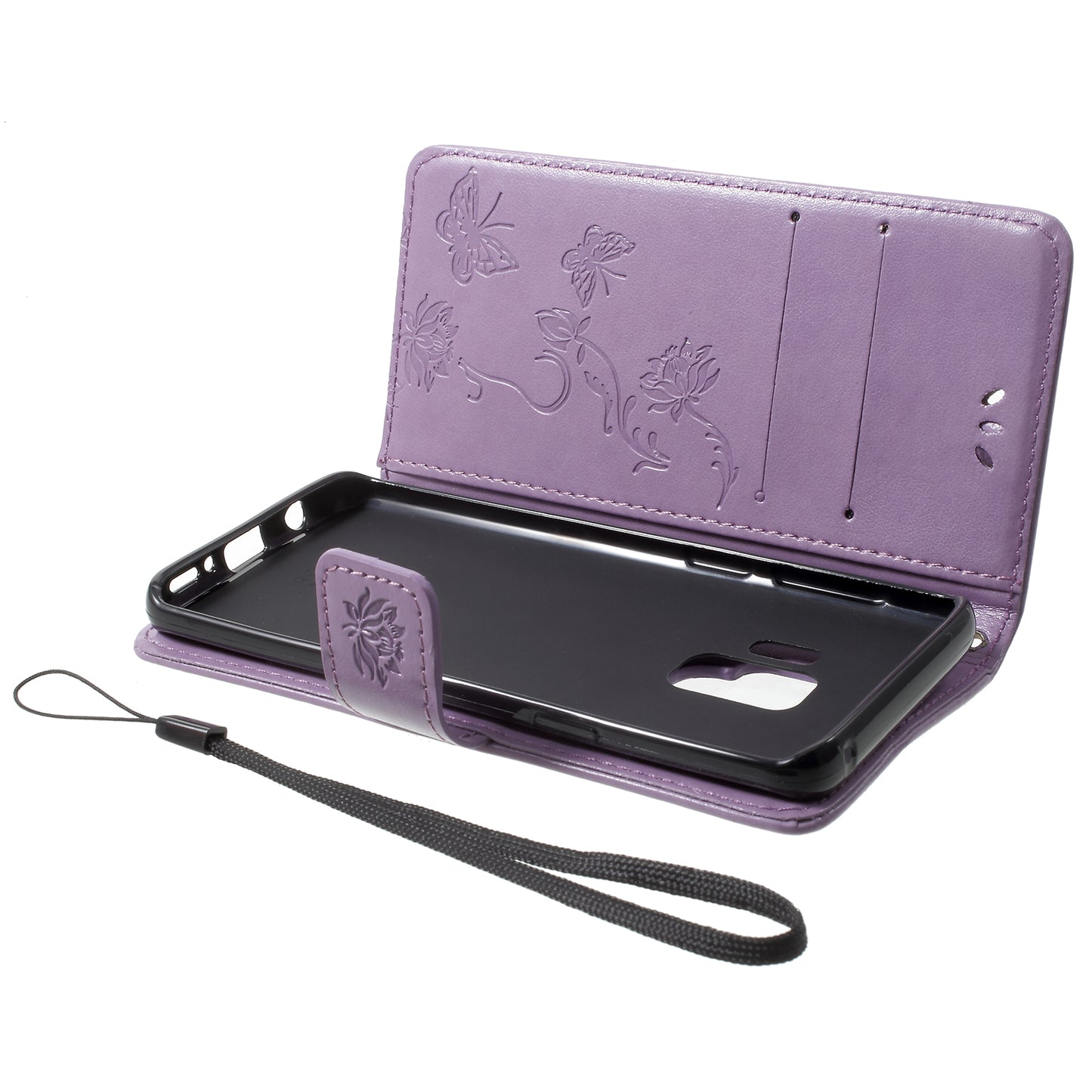 Imprint Butterfly Flowers Magnetic Wallet Leather Stand Cover for Samsung Galaxy S9 G960