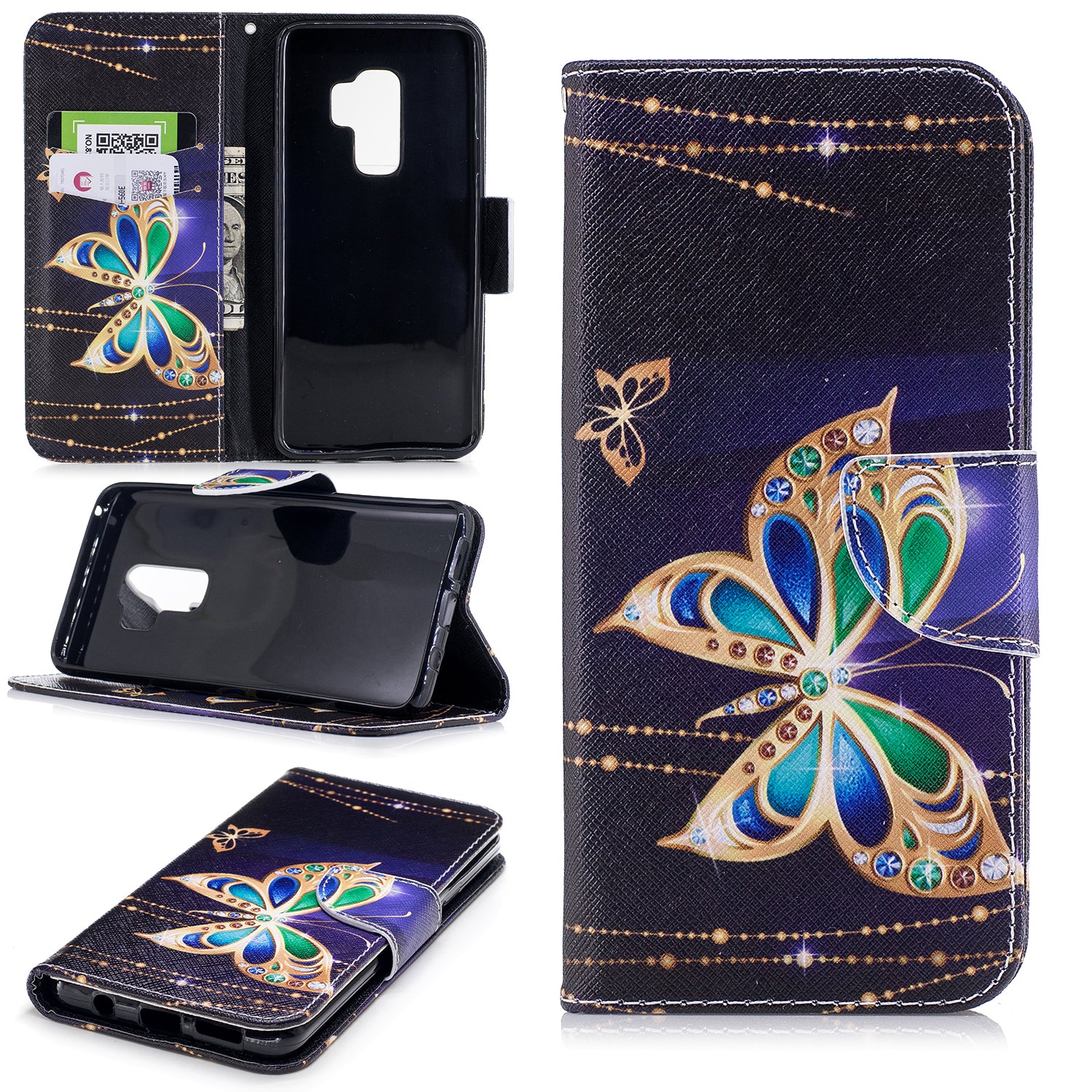 For Samsung Galaxy S9+ Pattern Printing Flip Leather Wallet Case Protector