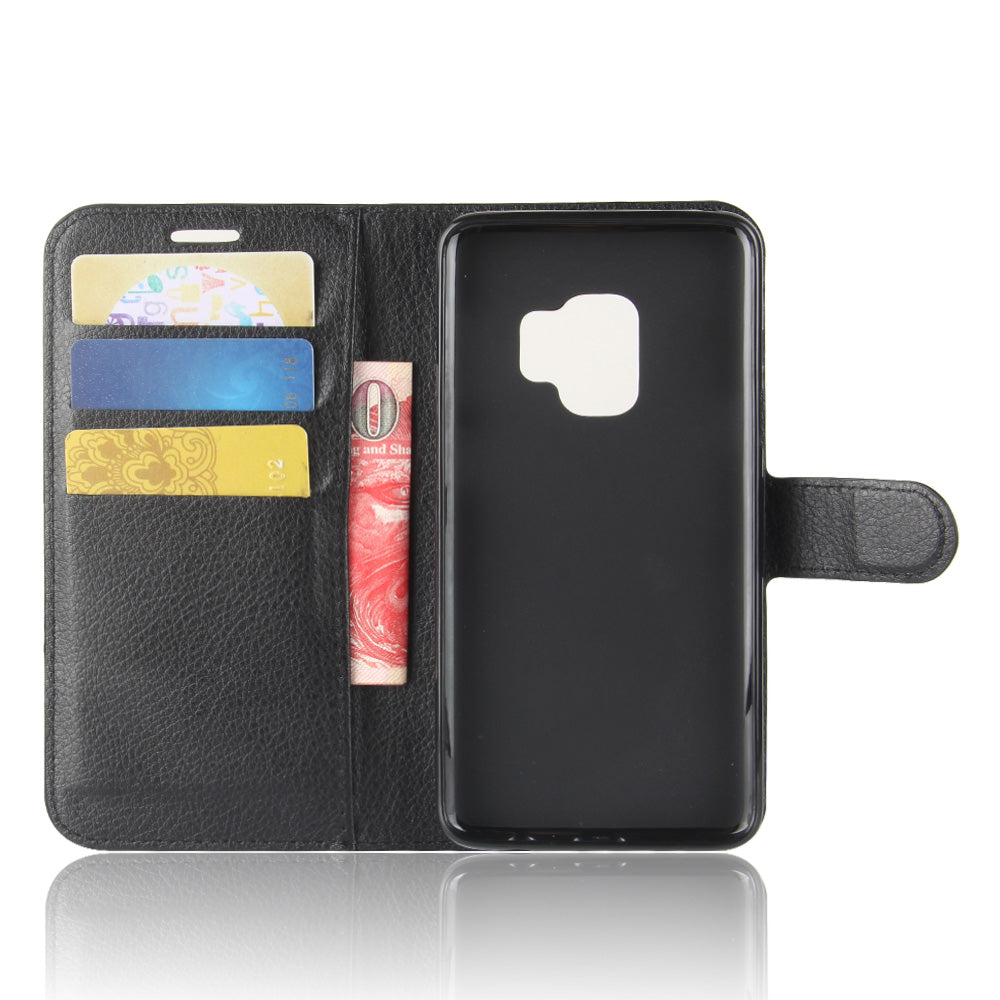 For Samsung Galaxy S9 G960 Litchi Skin PU Leather Wallet Stand Mobile Phone Cover
