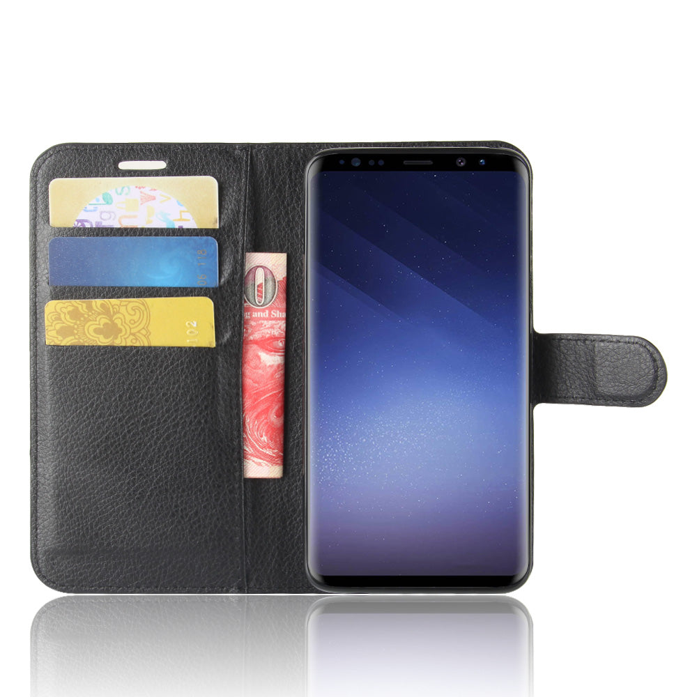 For Samsung Galaxy S9 G960 Litchi Skin PU Leather Wallet Stand Mobile Phone Cover