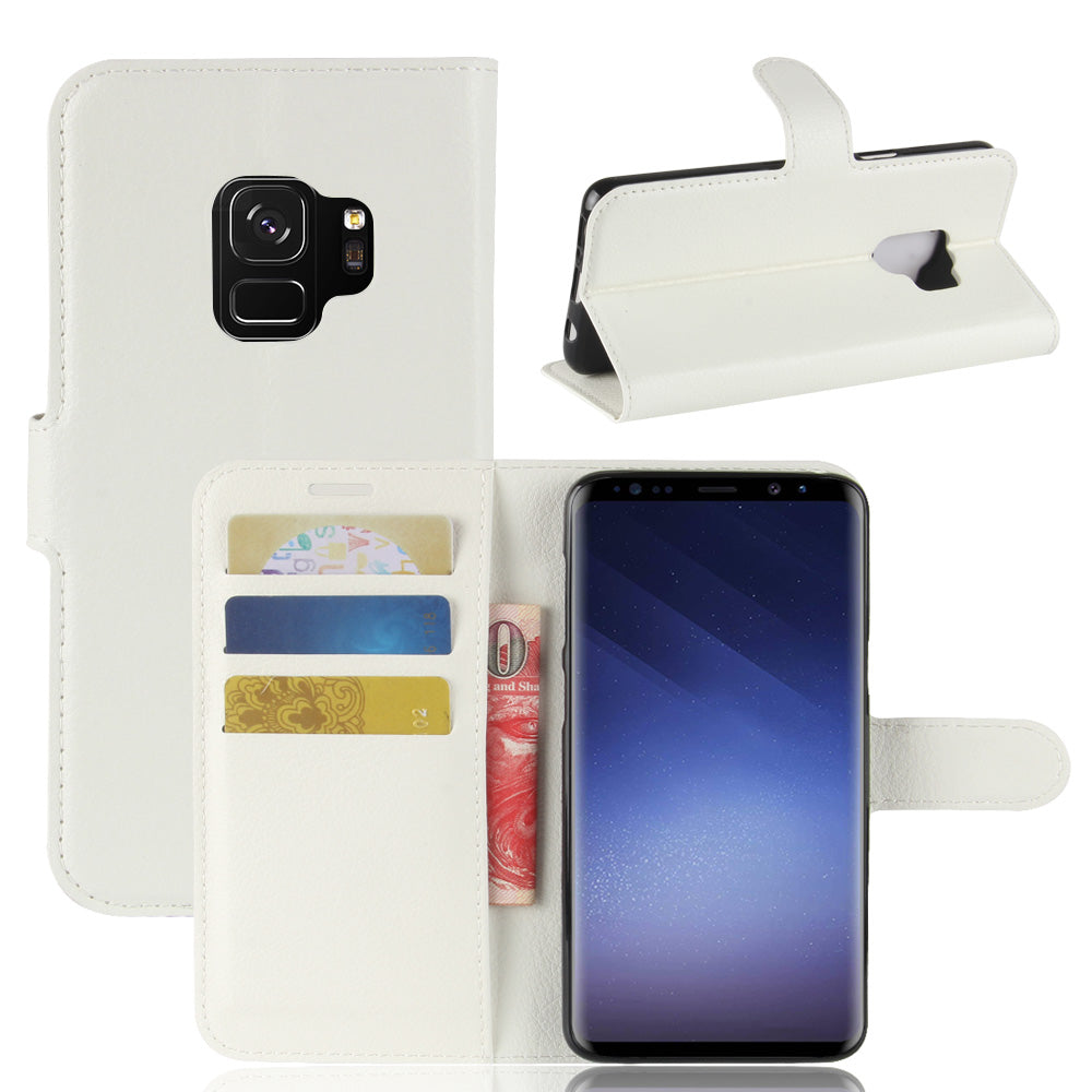 For Samsung Galaxy S9 G960 Litchi Skin PU Leather Wallet Stand Mobile Phone Cover