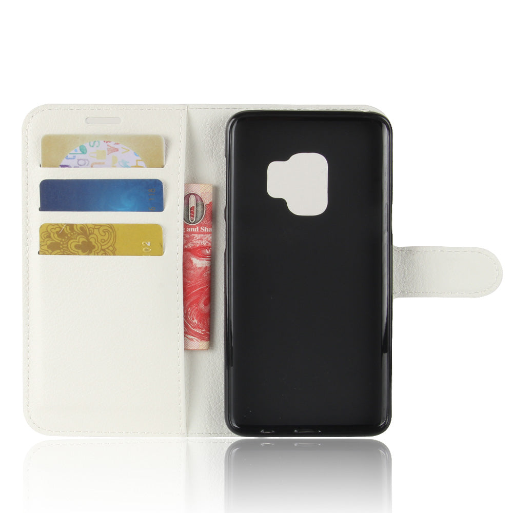 For Samsung Galaxy S9 G960 Litchi Skin PU Leather Wallet Stand Mobile Phone Cover
