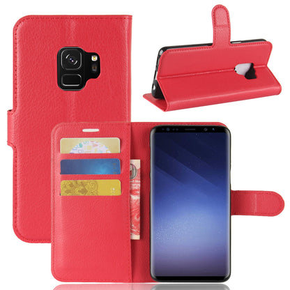 For Samsung Galaxy S9 G960 Litchi Skin PU Leather Wallet Stand Mobile Phone Cover