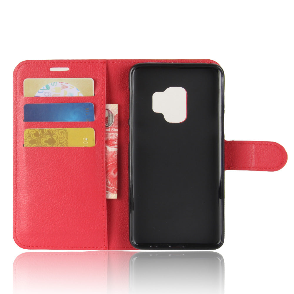 For Samsung Galaxy S9 G960 Litchi Skin PU Leather Wallet Stand Mobile Phone Cover