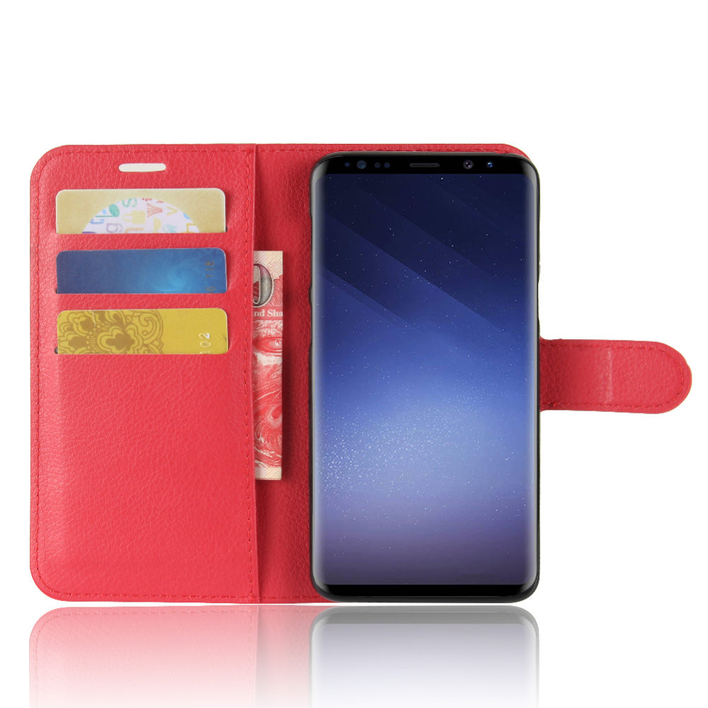 For Samsung Galaxy S9 G960 Litchi Skin PU Leather Wallet Stand Mobile Phone Cover