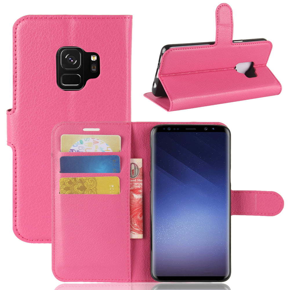 For Samsung Galaxy S9 G960 Litchi Skin PU Leather Wallet Stand Mobile Phone Cover