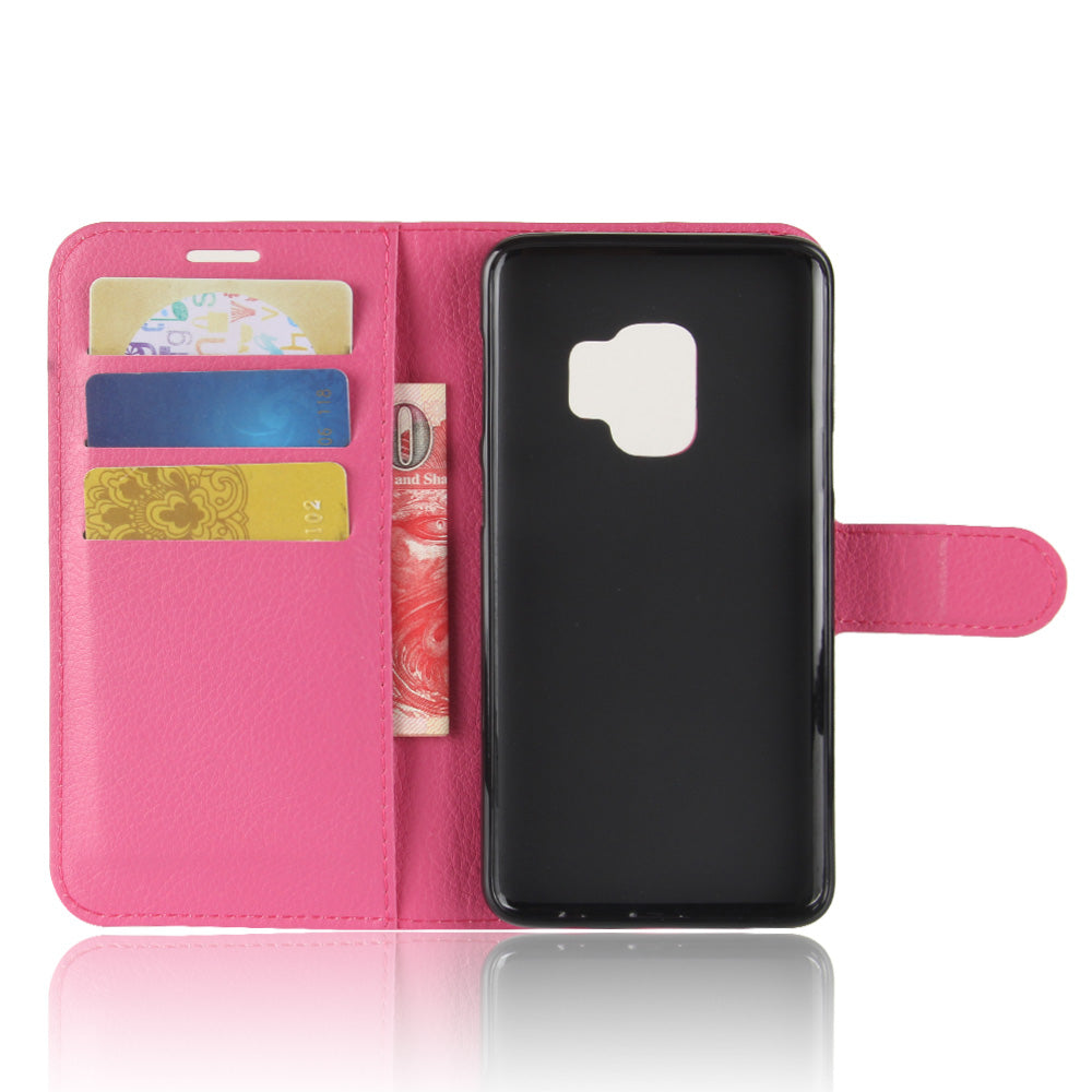 For Samsung Galaxy S9 G960 Litchi Skin PU Leather Wallet Stand Mobile Phone Cover