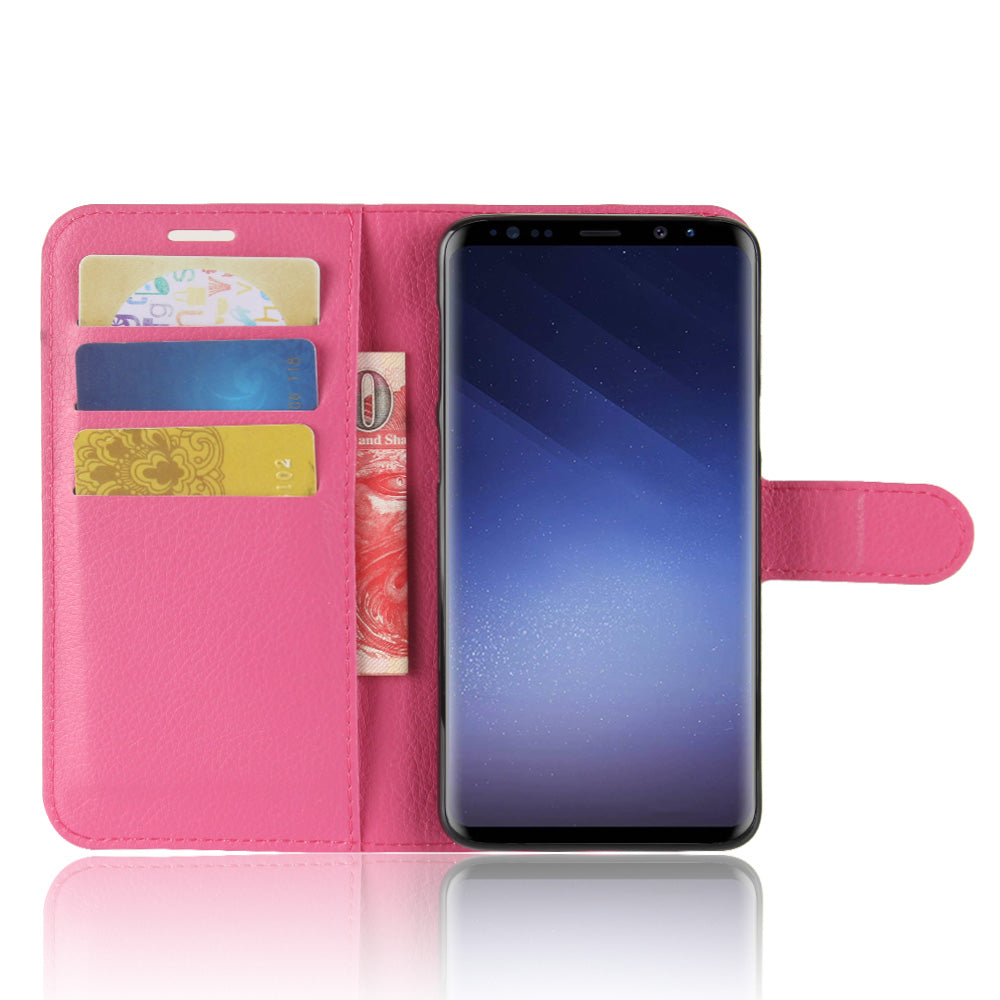 For Samsung Galaxy S9 G960 Litchi Skin PU Leather Wallet Stand Mobile Phone Cover