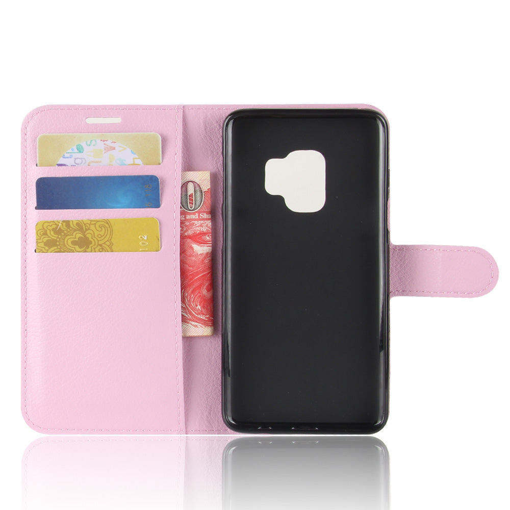 For Samsung Galaxy S9 G960 Litchi Skin PU Leather Wallet Stand Mobile Phone Cover
