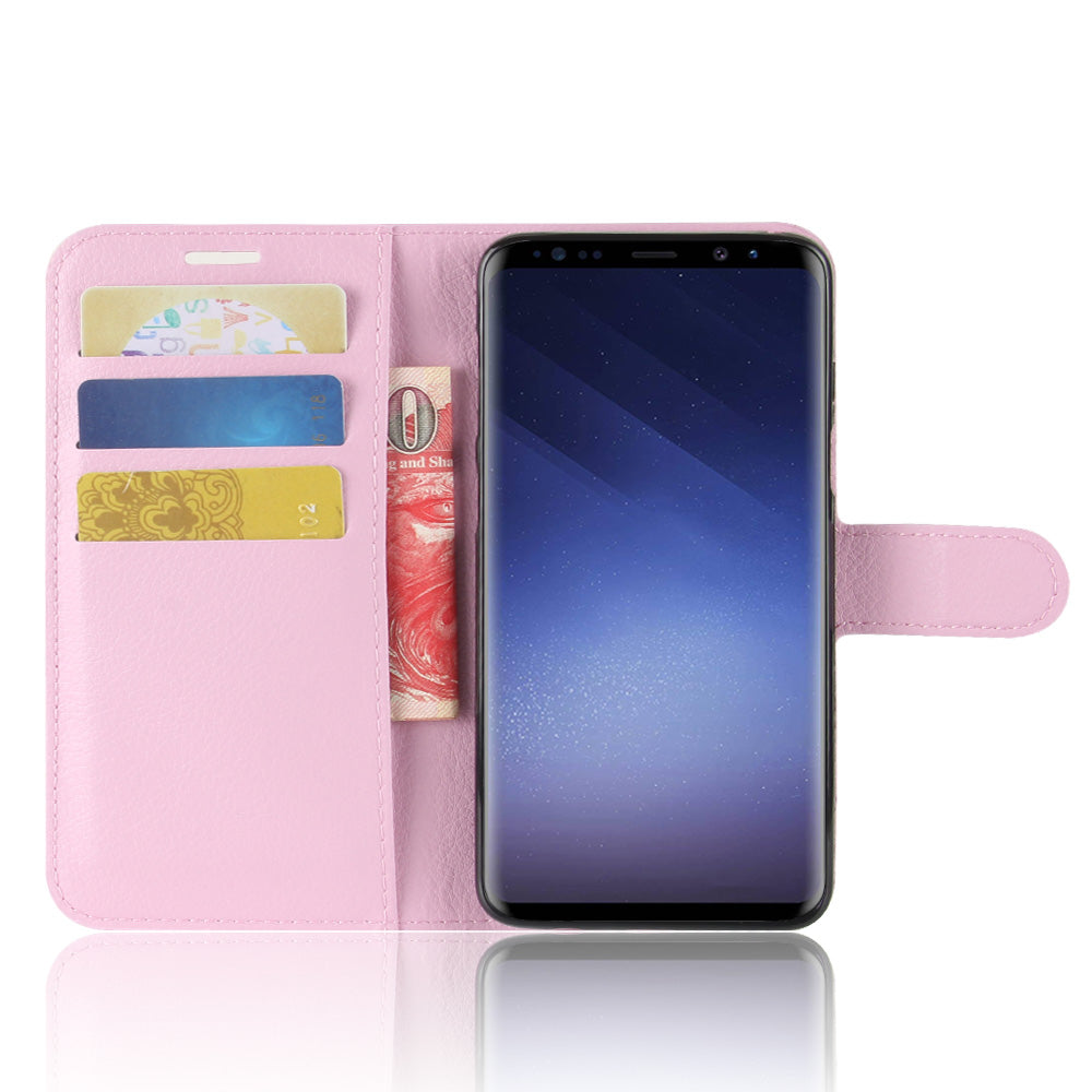 For Samsung Galaxy S9 G960 Litchi Skin PU Leather Wallet Stand Mobile Phone Cover