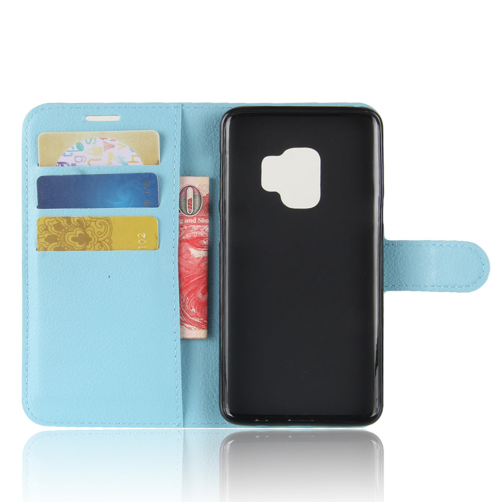 For Samsung Galaxy S9 G960 Litchi Skin PU Leather Wallet Stand Mobile Phone Cover