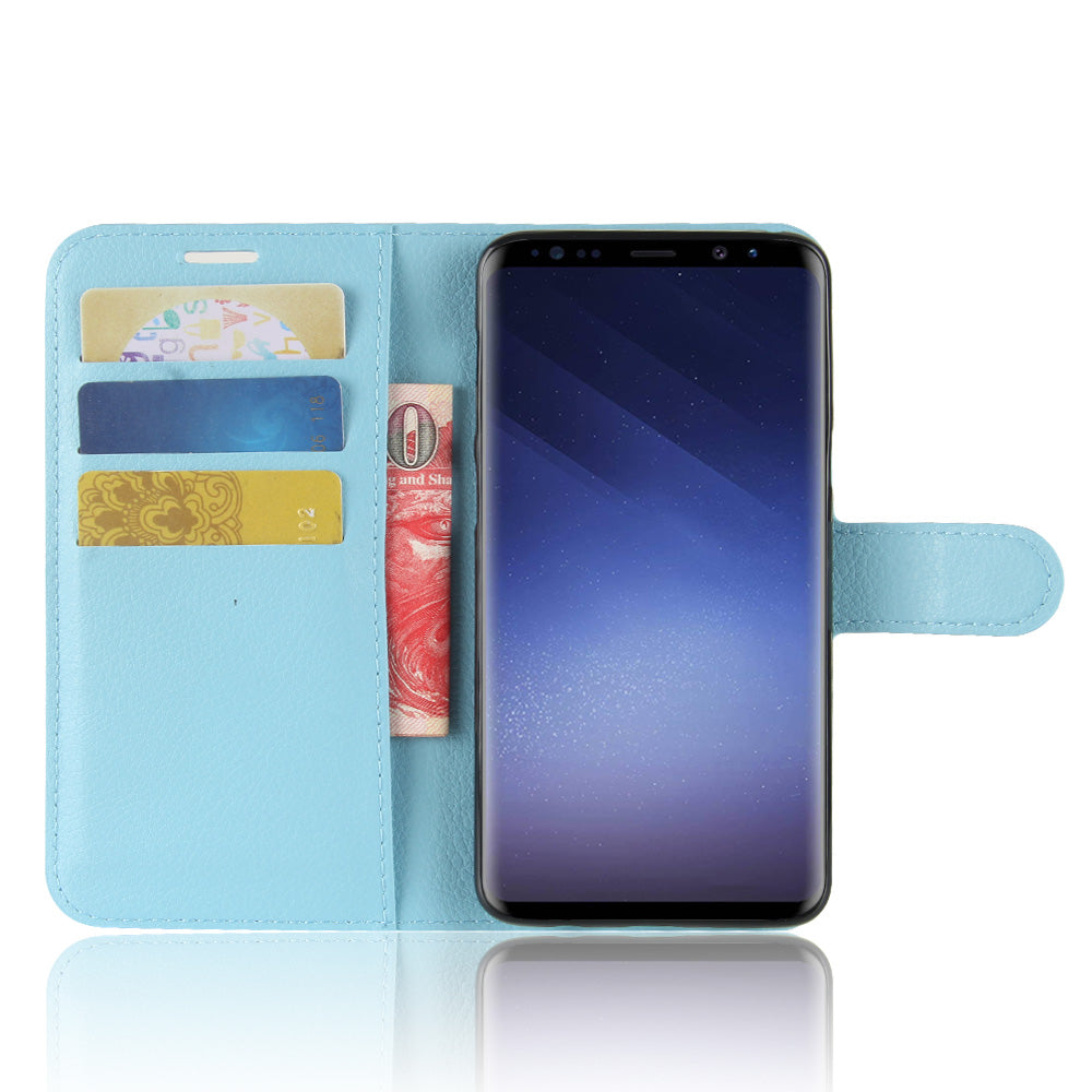 For Samsung Galaxy S9 G960 Litchi Skin PU Leather Wallet Stand Mobile Phone Cover