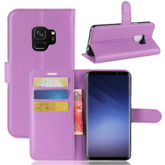 For Samsung Galaxy S9 G960 Litchi Skin PU Leather Wallet Stand Mobile Phone Cover