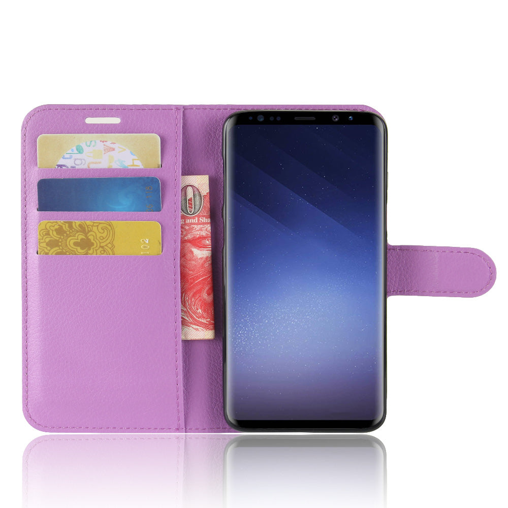 For Samsung Galaxy S9 G960 Litchi Skin PU Leather Wallet Stand Mobile Phone Cover