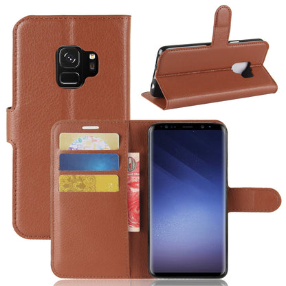 For Samsung Galaxy S9 G960 Litchi Skin PU Leather Wallet Stand Mobile Phone Cover