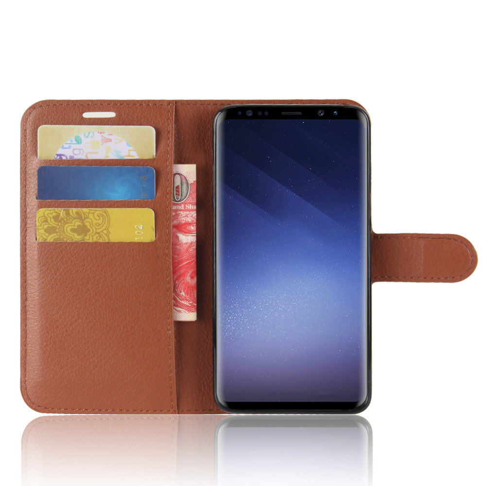 For Samsung Galaxy S9 G960 Litchi Skin PU Leather Wallet Stand Mobile Phone Cover