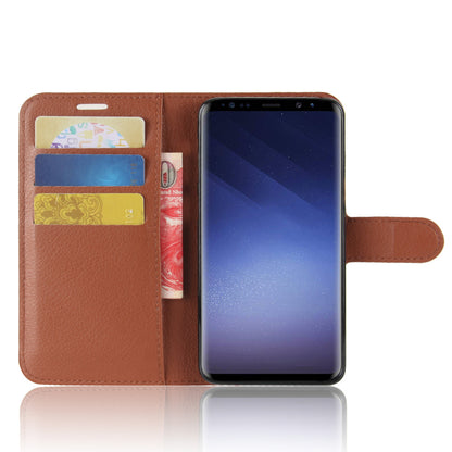 For Samsung Galaxy S9 G960 Litchi Skin PU Leather Wallet Stand Mobile Phone Cover