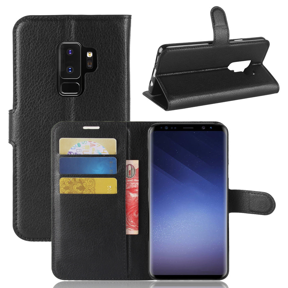 Litchi Skin Magnetic Leather Stand Cover for Samsung Galaxy S9+ G965 Wallet Design Phone Case