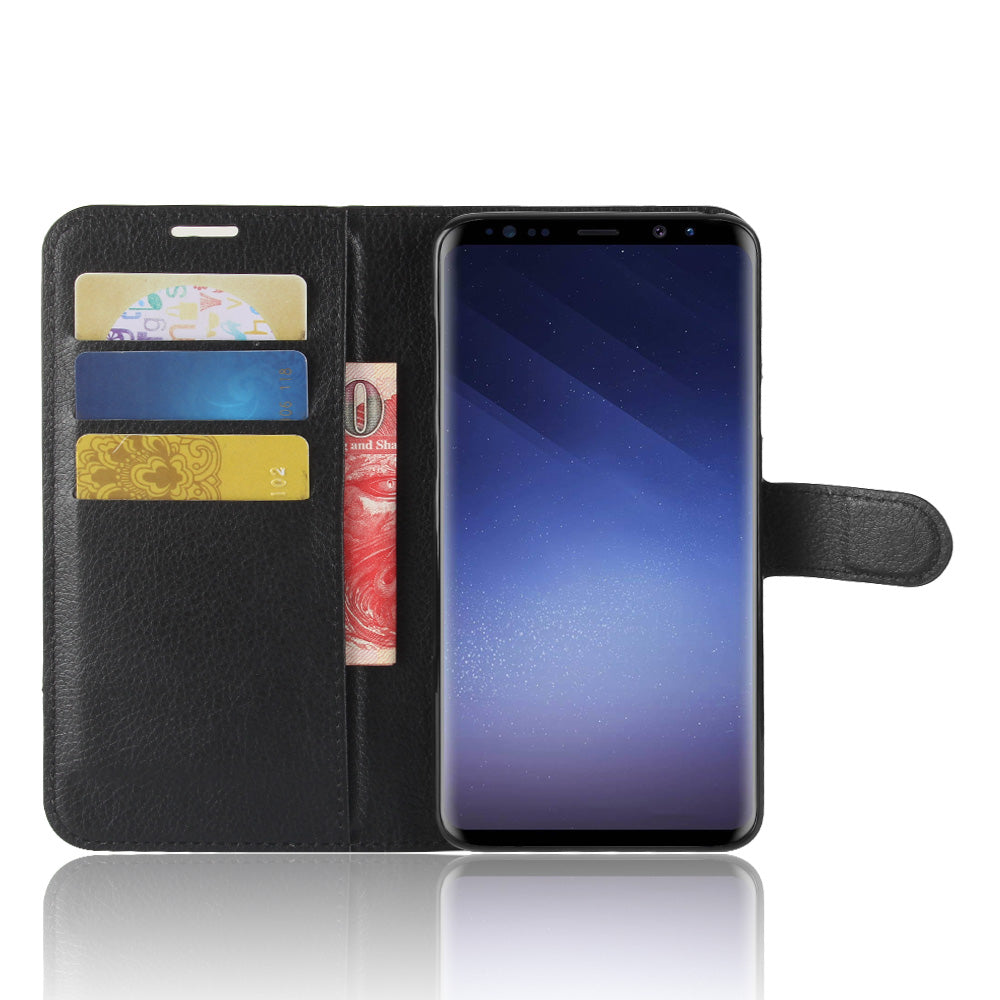 Litchi Skin Magnetic Leather Stand Cover for Samsung Galaxy S9+ G965 Wallet Design Phone Case