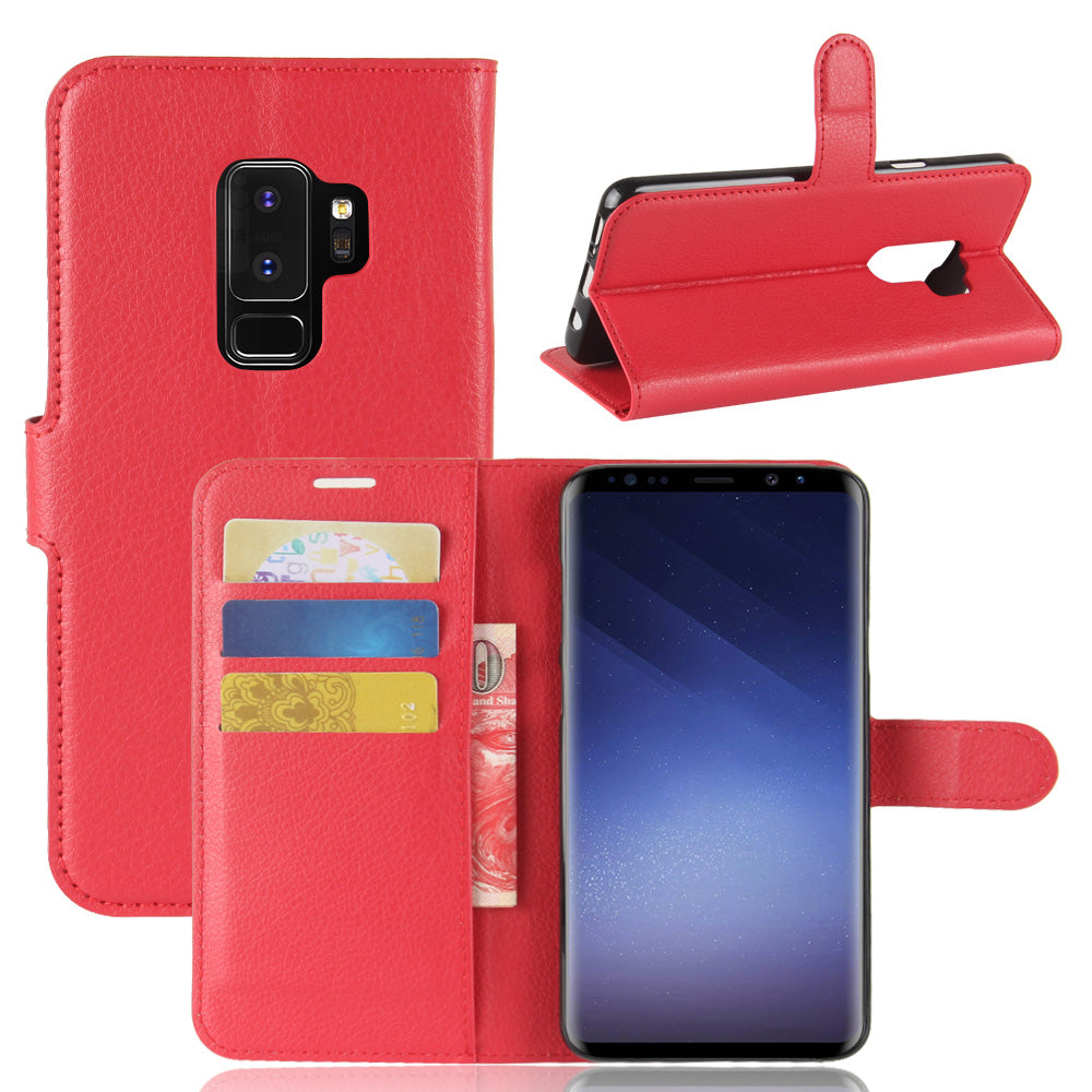 Litchi Skin Magnetic Leather Stand Cover for Samsung Galaxy S9+ G965 Wallet Design Phone Case