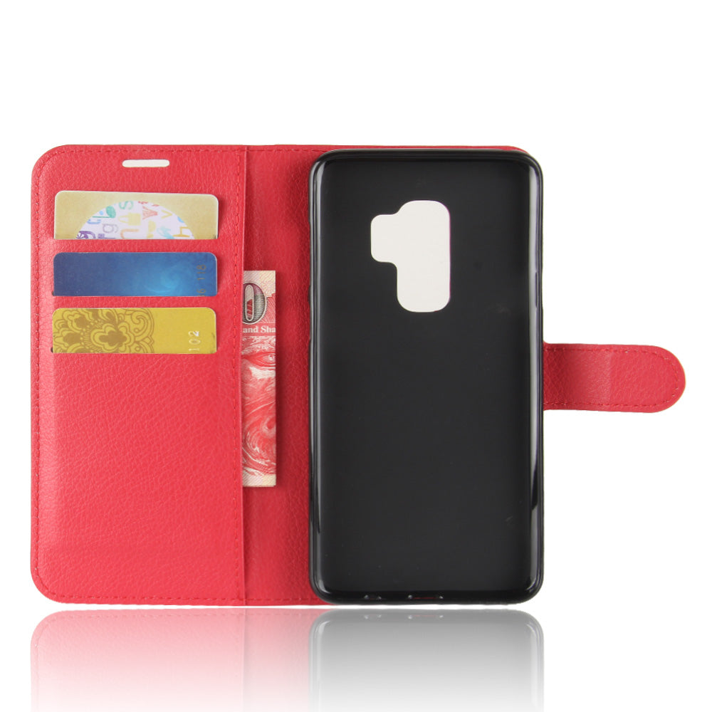 Litchi Skin Magnetic Leather Stand Cover for Samsung Galaxy S9+ G965 Wallet Design Phone Case