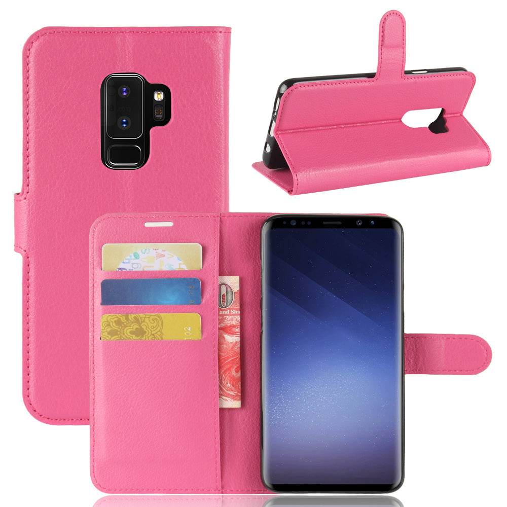 Litchi Skin Magnetic Leather Stand Cover for Samsung Galaxy S9+ G965 Wallet Design Phone Case