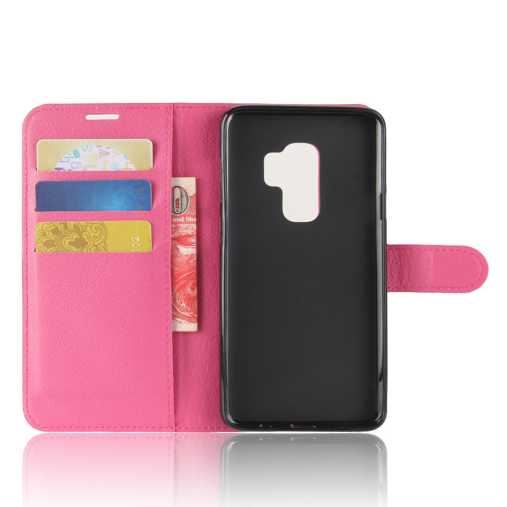 Litchi Skin Magnetic Leather Stand Cover for Samsung Galaxy S9+ G965 Wallet Design Phone Case