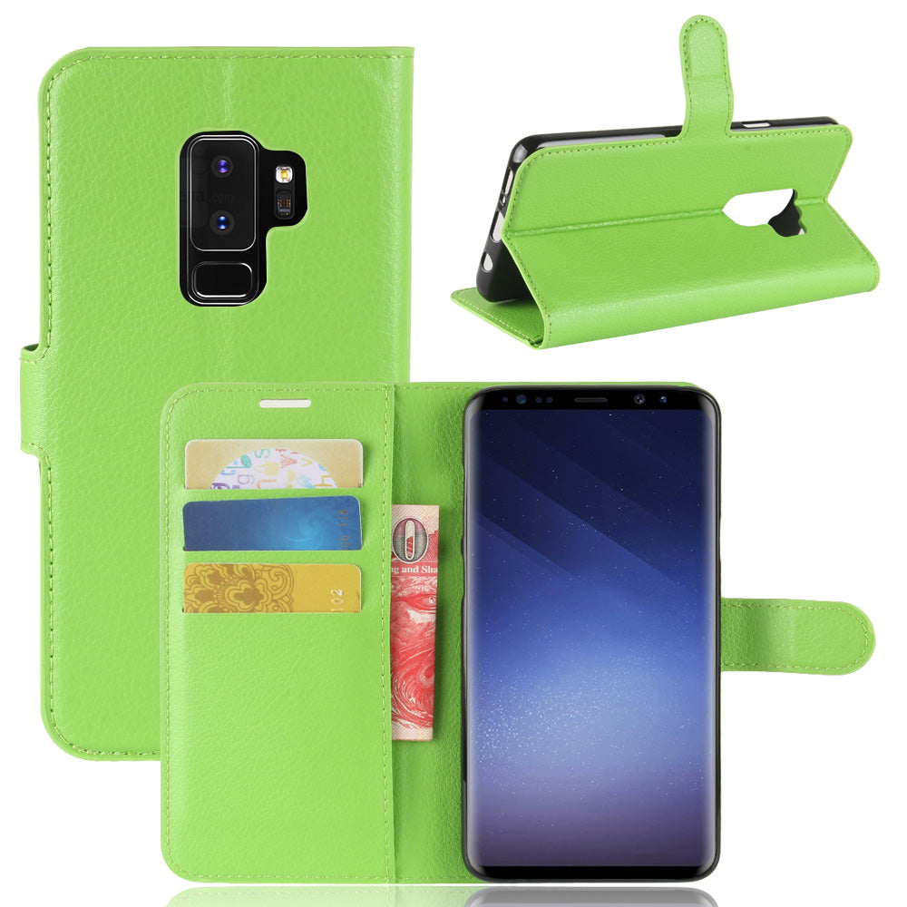 Litchi Skin Magnetic Leather Stand Cover for Samsung Galaxy S9+ G965 Wallet Design Phone Case