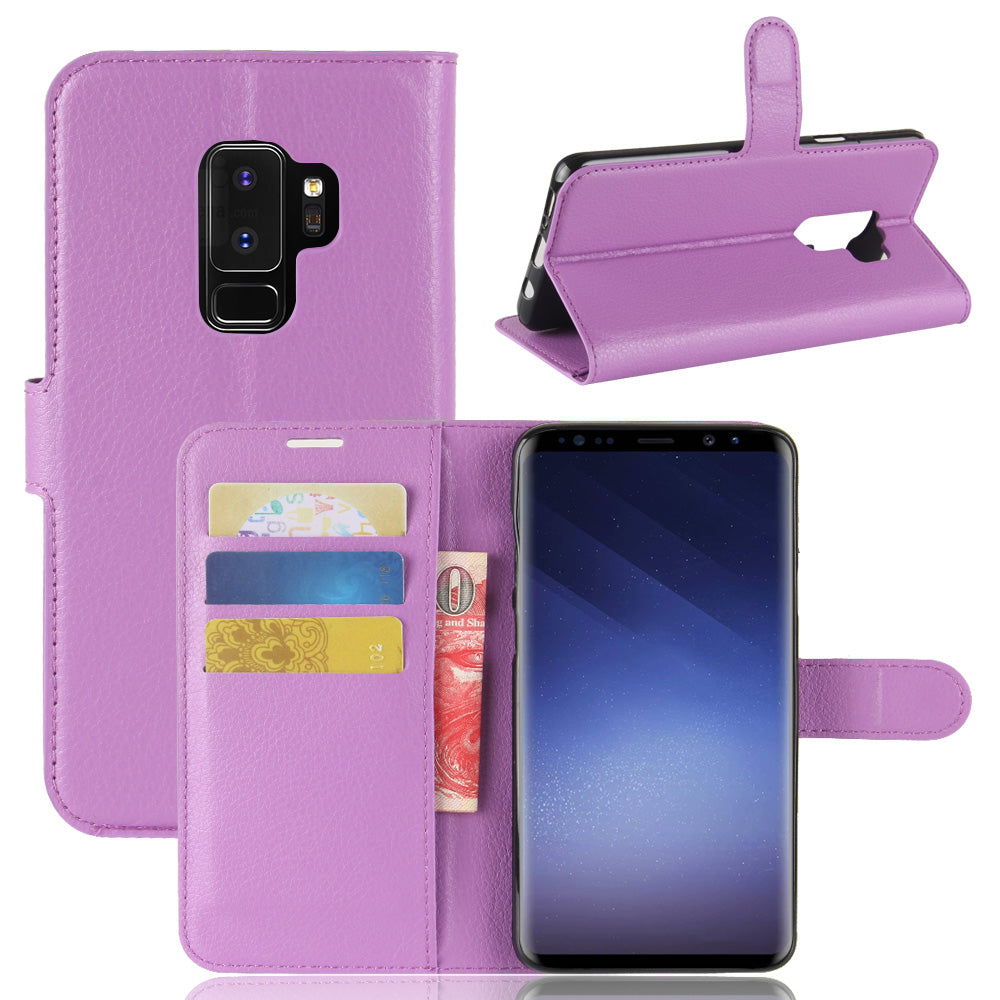 Litchi Skin Magnetic Leather Stand Cover for Samsung Galaxy S9+ G965 Wallet Design Phone Case