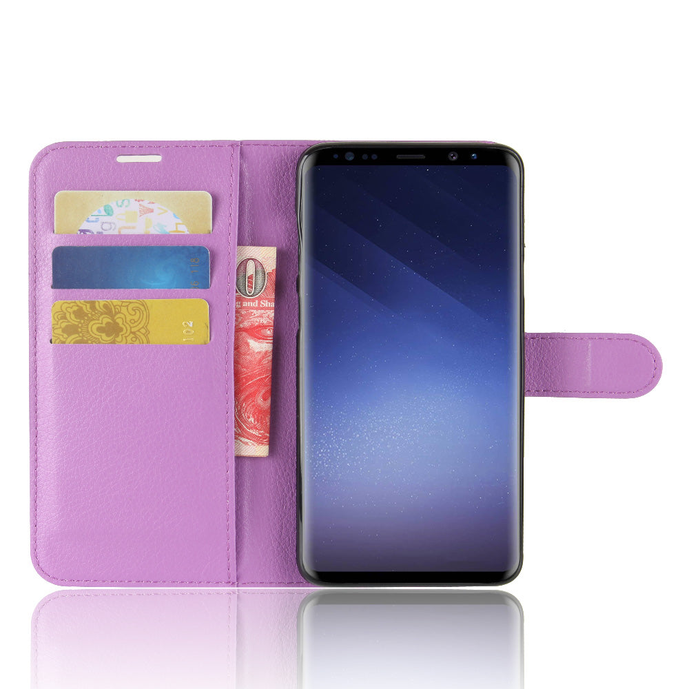 Litchi Skin Magnetic Leather Stand Cover for Samsung Galaxy S9+ G965 Wallet Design Phone Case